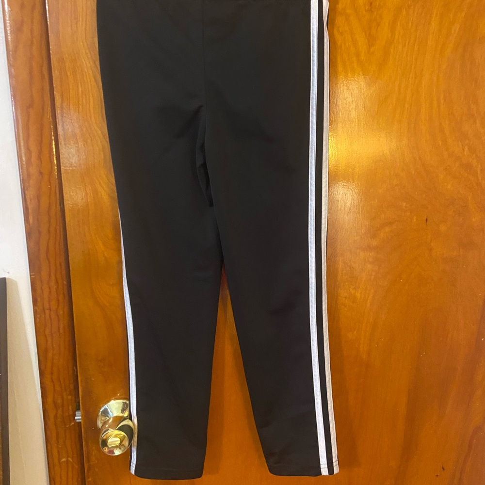 Adidas Kids Black Joggers with White Stripes - Picture 3 of 4